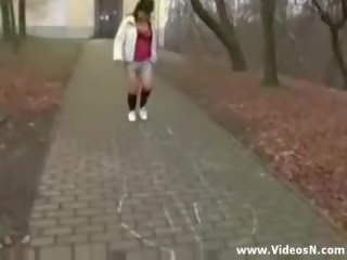 Old man fucks dirty teen young lady in the public park