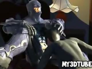 First-rate 3D Catwoman Sucks On Batmans Rock Hard phallus