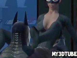 3D Cartoon Catwoman Sucks On Batman's Rock Hard manhood