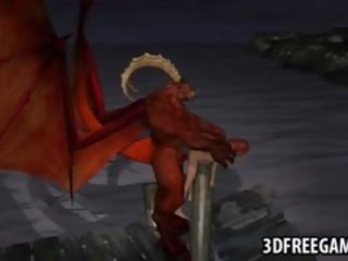 3D diva Gets Fucked Hard Outdoors By A Winged Demon