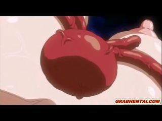Busty hentai mademoiselle hard brutally poked allhole by tentacles