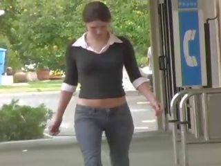 Jenny voluptuous brunette teen public flashing tits and pussy