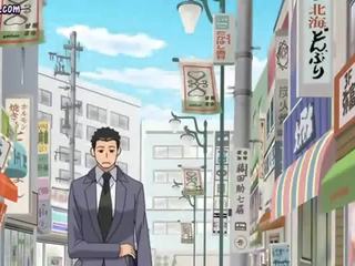 Concupiscent anime teacher gives blowjob