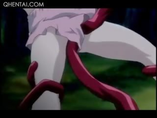 Monster tentacles wrapping og knulling en stram hentai fitte