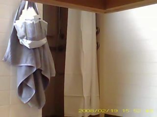 Spying inviting 19 year old lover showering in dorm bathroom