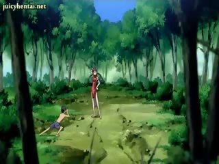 Hentai darling gets screwed in forest
