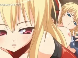 Tatlong-dimensiyonal anime animnapu't siyam may ginintuan ang buhok napakaganda lesbiyan kabataan