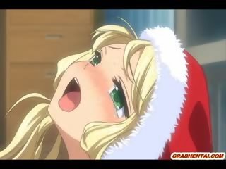 Prsatá anime santa těžký poking a creampie