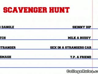 Wild College Amateurs In Naked Scavenger Hunt