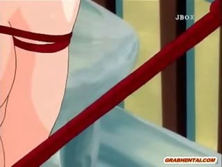 Roped Hentai Gets Fingering Her Clitoris And Nipples