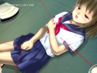 Anime seductress in school uniform masturbating pussy