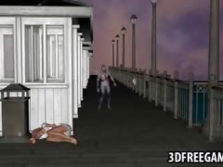 Busty 3D Cartoon deity Getting Fucked By A Zombie
