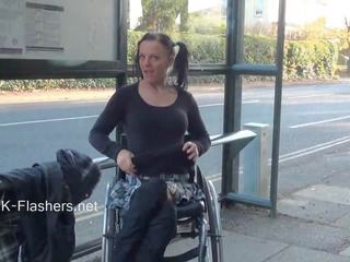 Paraprincess make Air Exhibitionism And Flashing Wheelchair Constrained goddess Demonstrating Off glorious Tits And Trimmed Vulva In Public