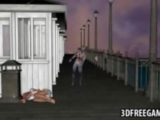 Prsatá 3d karikatura bohyně získávání v prdeli podle a zombií