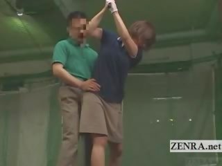Subtitled japonesa golf balanço ereção demonstration