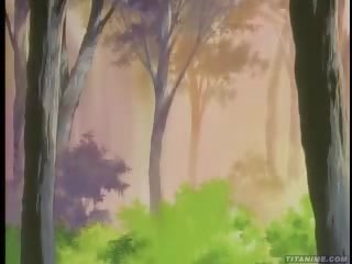 Petite anime honey with perfect blue eyes humped in the woods